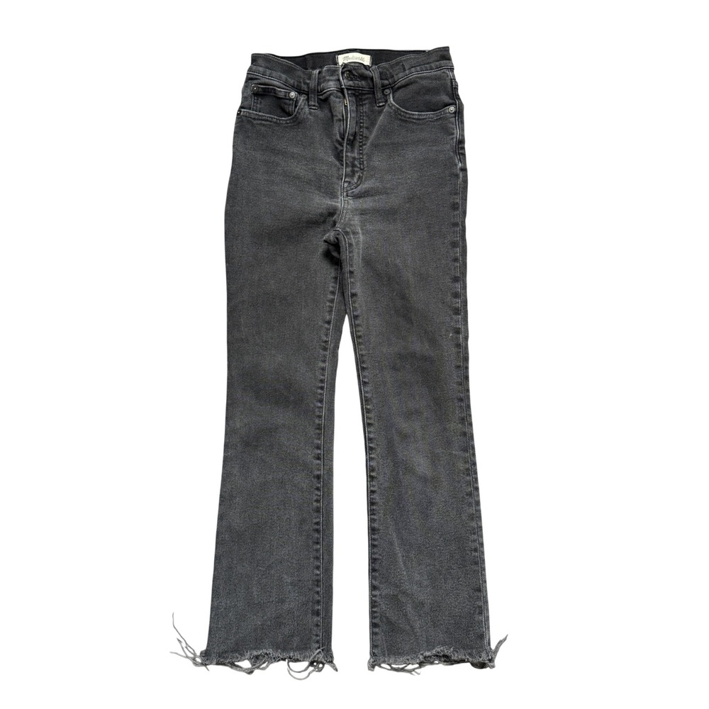 Madewell Cali Demi-Boot Jeans Black Raw Hem Size 27 High Rise Cropped